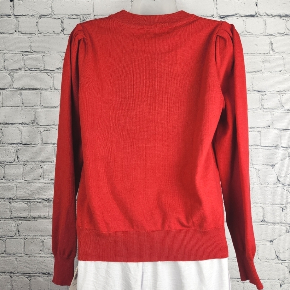 NWT Nanette Lepore Size M Red Kiss Me Sweater - Picture 6 of 6
